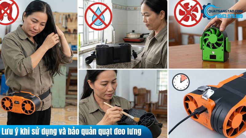 Lưu ý khi sử dụng và bảo quản quạt đeo lưng