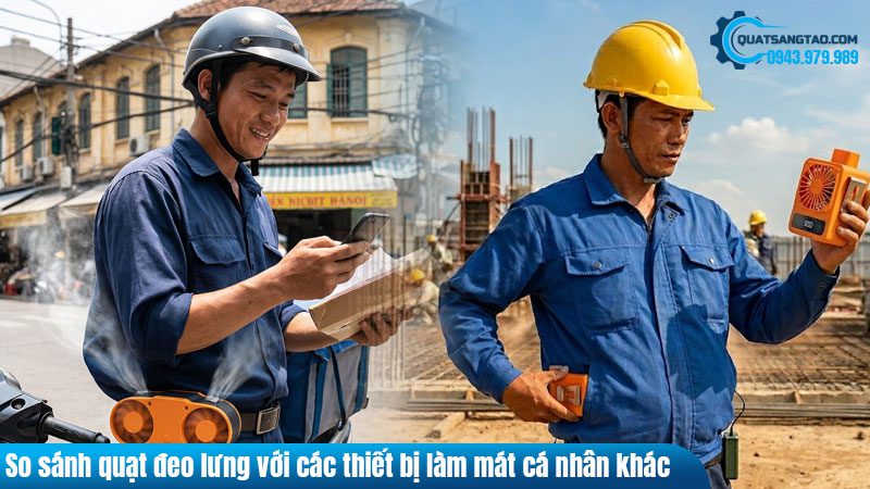 So sánh quạt đeo lưng với các thiết bị làm mát cá nhân khác