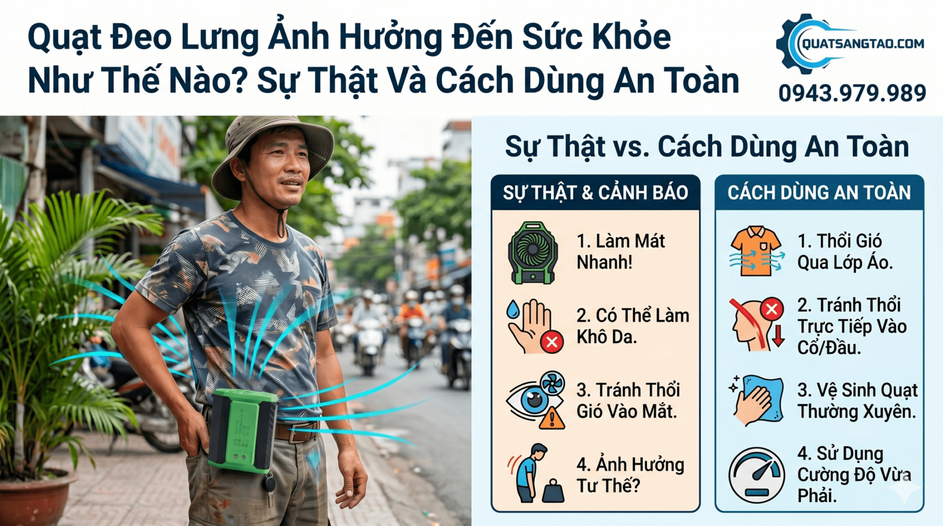Quạt Đeo Lưng Ảnh Hưởng Sức Khỏe Thế Nào? Cách Dùng An Toàn