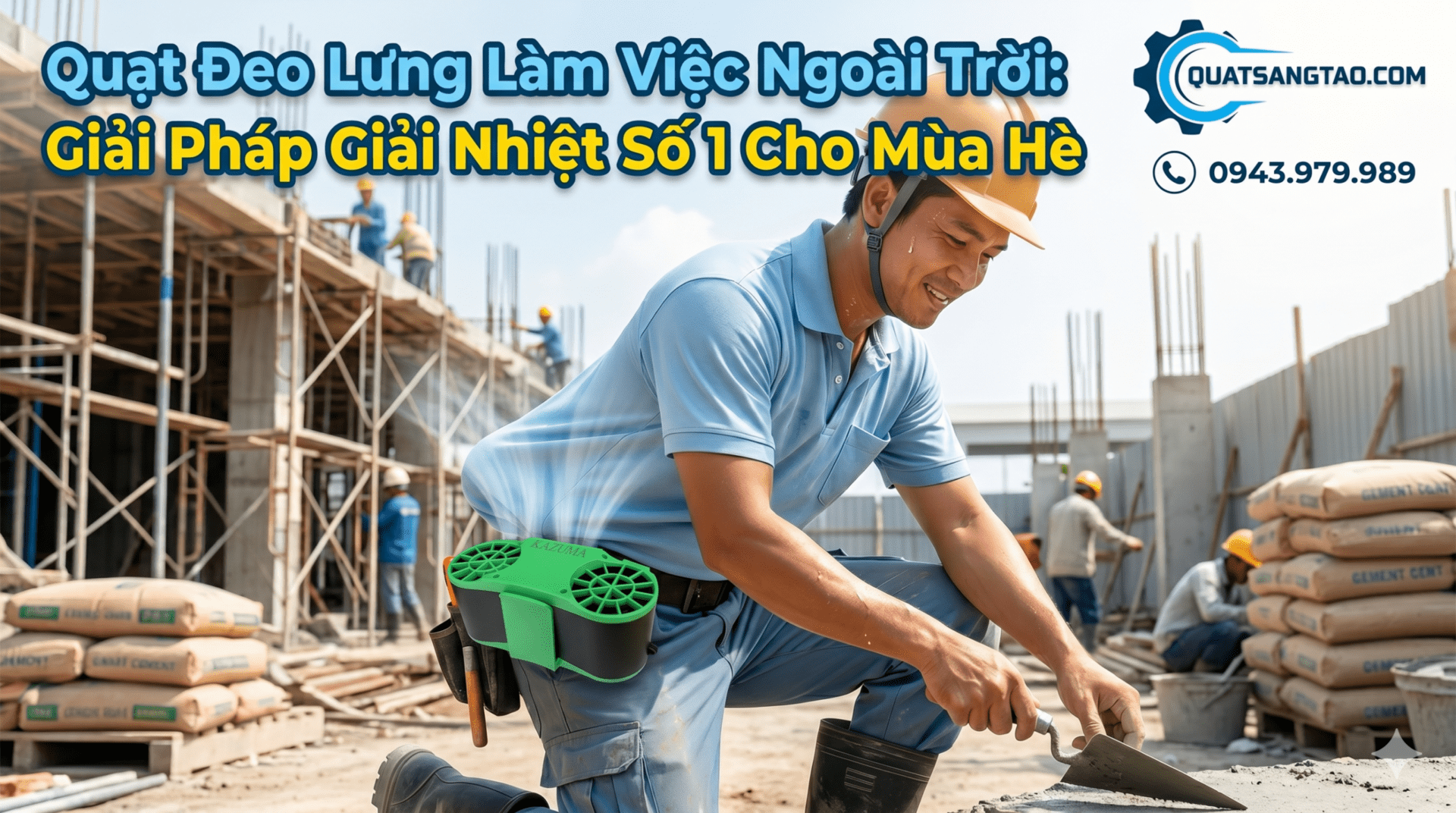 Quạt đeo lưng Kazuma thiết kế thông minh gắn ở hông, thổi gió trực tiếp lên người giúp shipper và người lao động ngoài trời giải nhiệt hiệu quả. Hotline đặt hàng: 0943.979.989