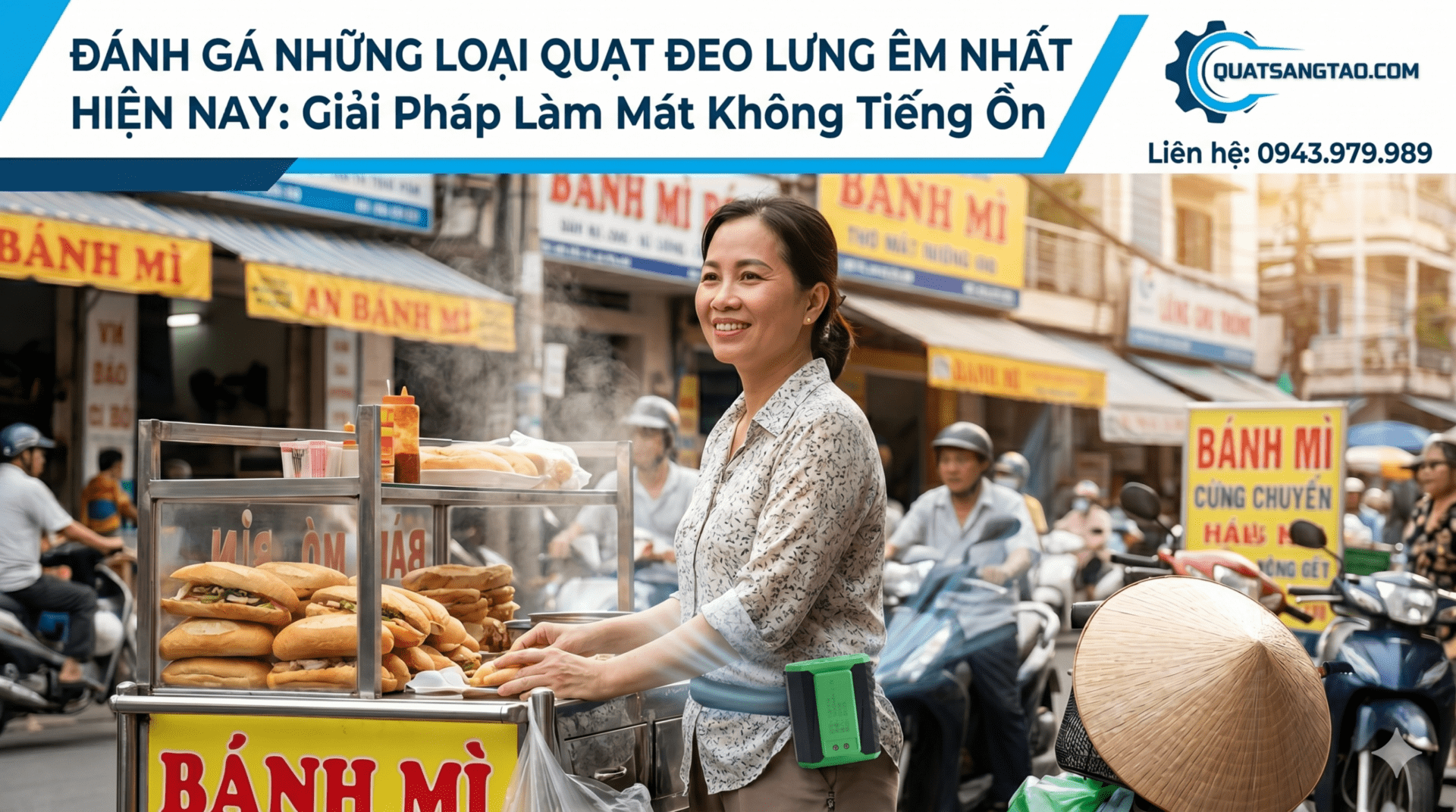 Hình ảnh thực tế quạt mini gắn thắt lưng loại êm nhất