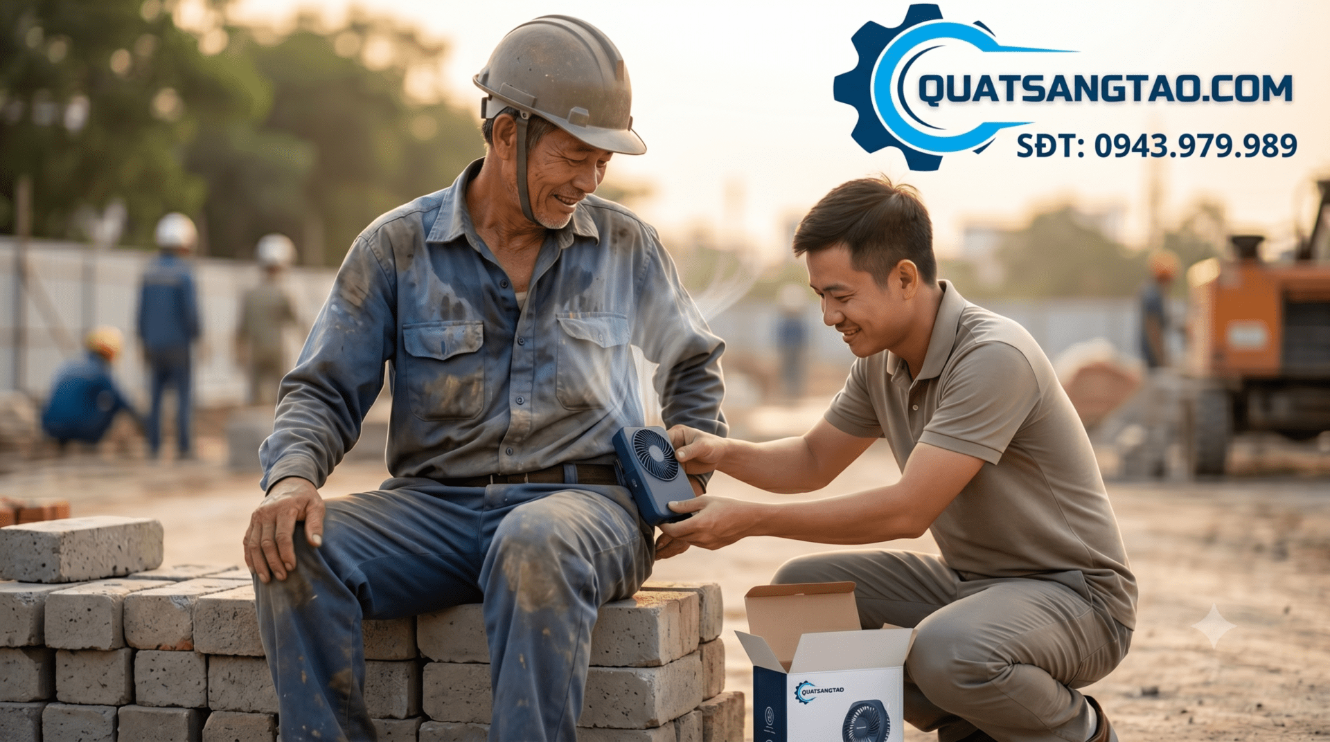 Quạt đeo lưng tặng người thân