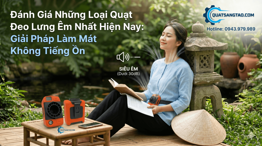 Hình ảnh thực tế quạt mini gắn thắt lưng loại êm nhất